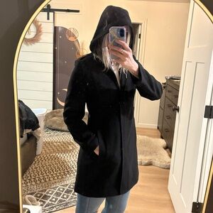 Express Black Hooded Pea Coat